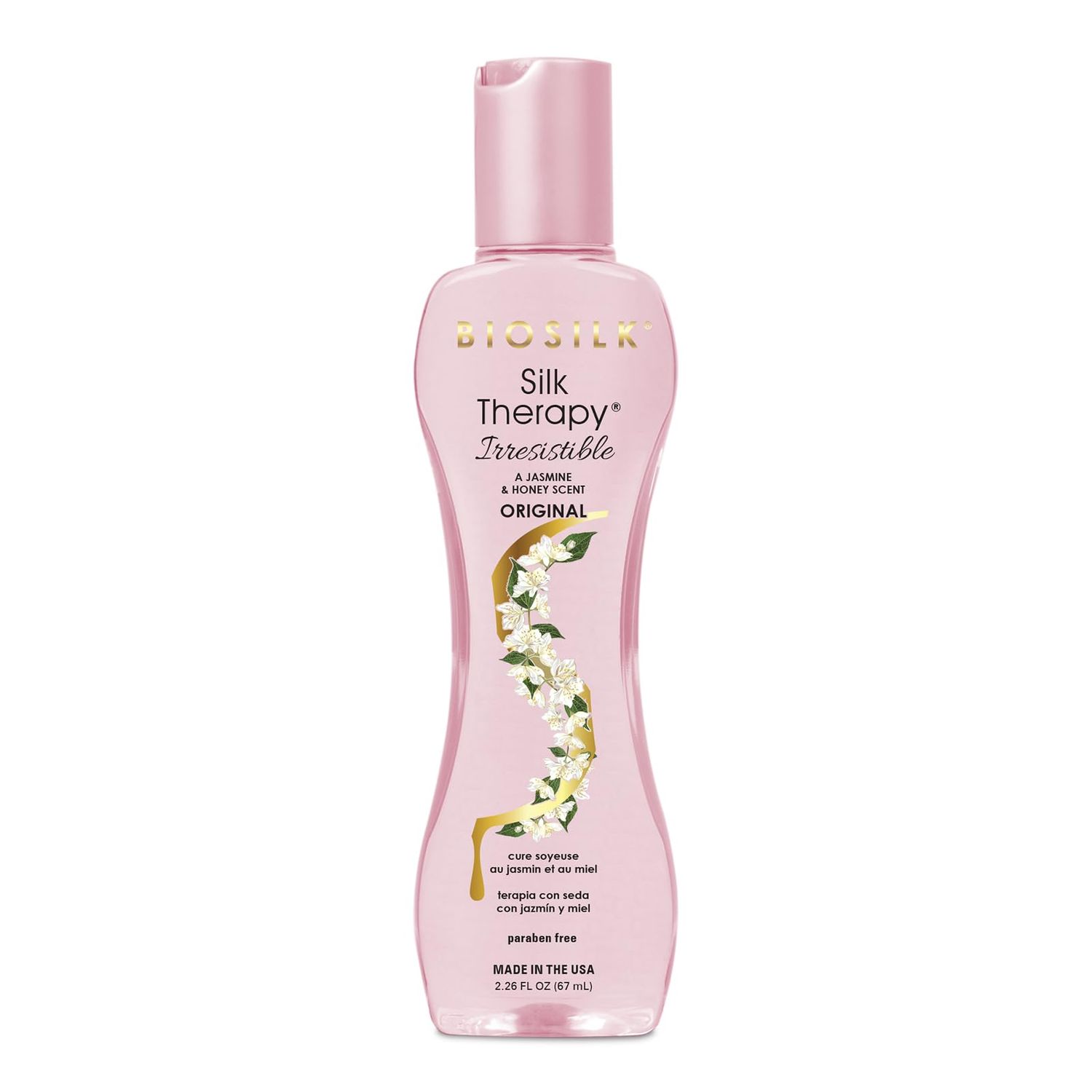 BioSilk Irresistible Collection Silk Therapy Leave-in Treatment, For All Hair Types, Jasmine &amp; Honey Scent, Sulfate, Paraben, &amp; Cruelty-Free, 2.26 Oz