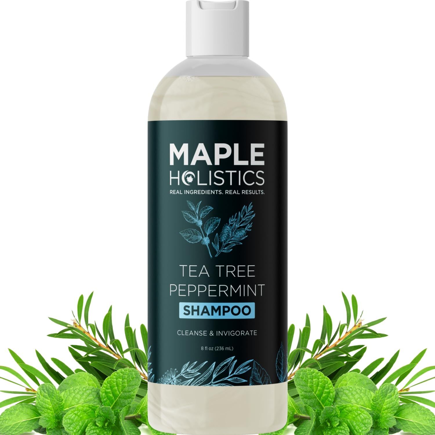 Rosemary Tea Tree Mint Shampoo - Clarifying Shampoo for Build Up and Flakes with Peppermint Oil and Tea Tree Essential Oil for Dry Scalp Treatment - Deep Cleansing Peppermint Tea Tree Shampoo (8oz)