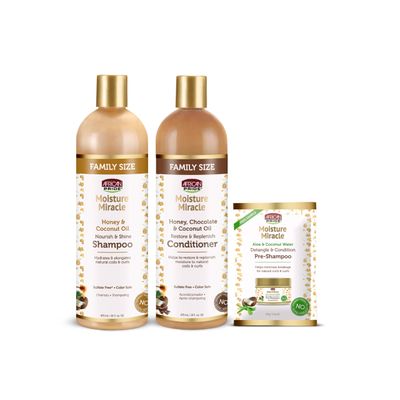 African Pride Moisture Miracle - For Natural Coils &amp; Curls, Nourishes &amp; Shines, Sulfate Free, Color Safe (3 in 1 Set)