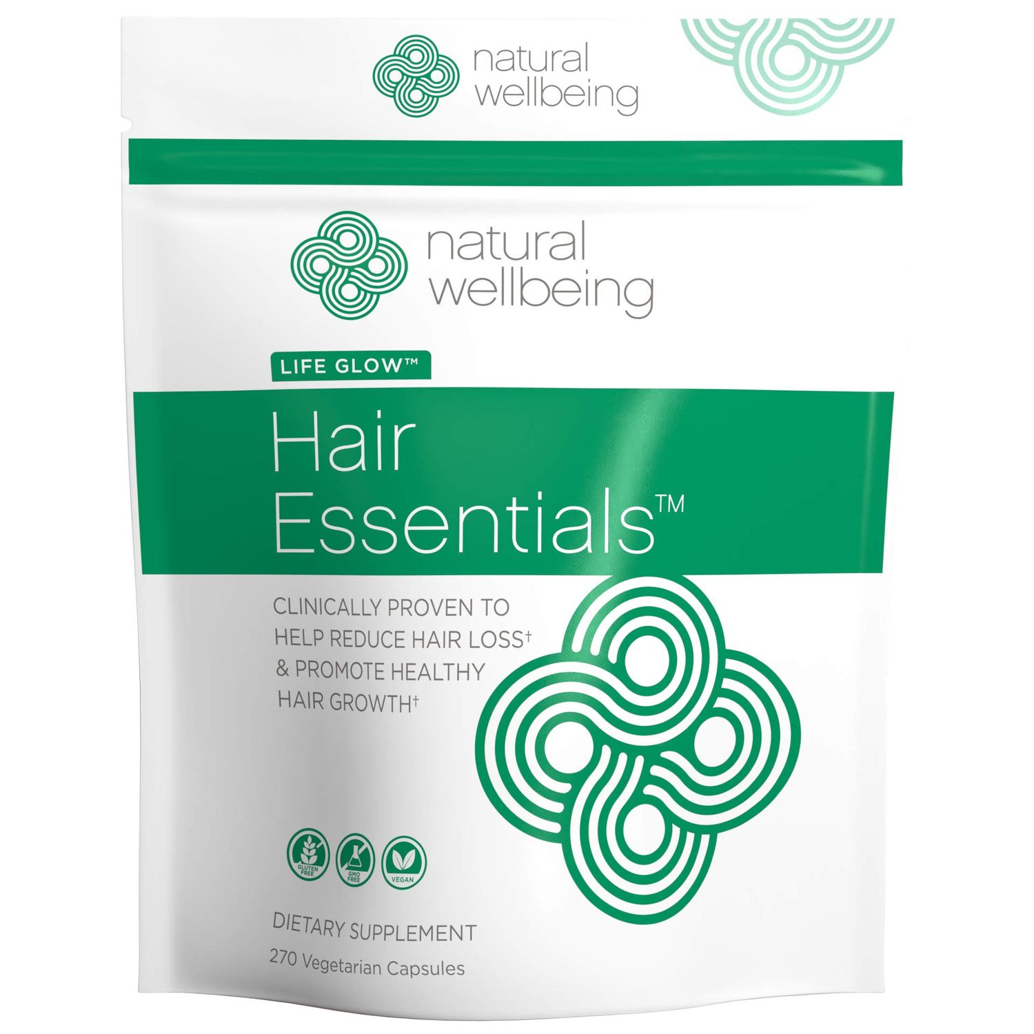Natural Wellbeing Hair Essentials - Supports Healthy Hair with Saw Palmetto (for DHT), Biotin, Bamboo Silica - Natural Supplement for Women and Men. 270 Veg Caps (3-Month Supply)