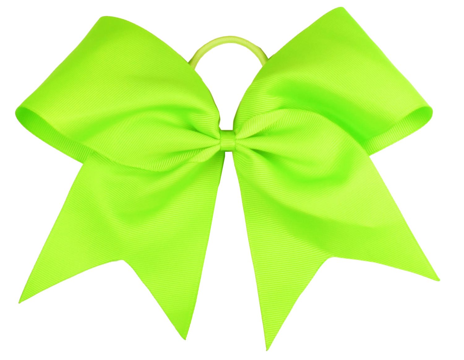 HipGirl Neon Green 6&quot; Cheer Bows (2 Count) - Hair Accessory with Elastic Hair Ties for Girls and Women, Cheerleading Hair Bows