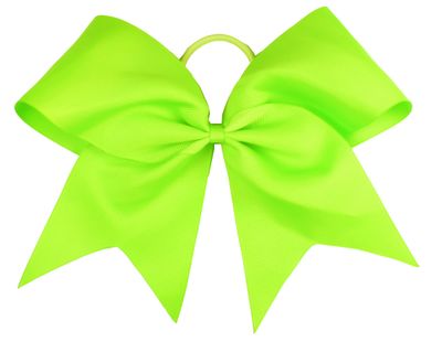 HipGirl Neon Green 6&quot; Cheer Bows (2 Count) - Hair Accessory with Elastic Hair Ties for Girls and Women, Cheerleading Hair Bows