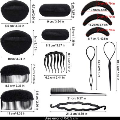 16 Pieces Hair Bump Sponge, Padding Volume Insert Tools, Simple Braid Tools, Bases up Combs, Hair Styling Accessories for Girls &amp; Women
