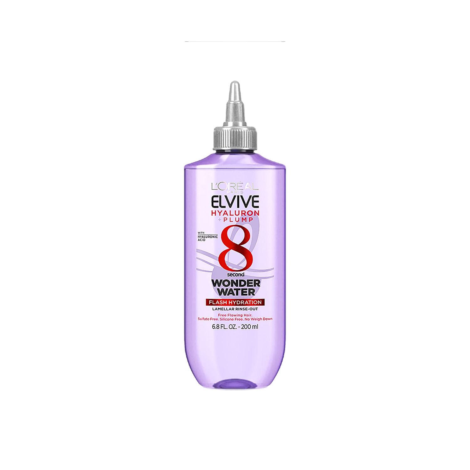 L&#39;Oreal Paris Elvive Hyaluron Plump Flash Hydration Wonder Water Hair Rinse, 8 Second Hydrating Hair Care Treatment for Soft, Shiny Hair, 6.8 Fl Oz