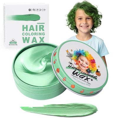 Temporary Green Hair Color Wax for Kids, Women Men Colored Hair Styling Mud, Washable Style Dye for Girls Boys Teens, DIY Instant Hair Coloring Gel Cream for Cosplay Halloween Children&#39;s Day