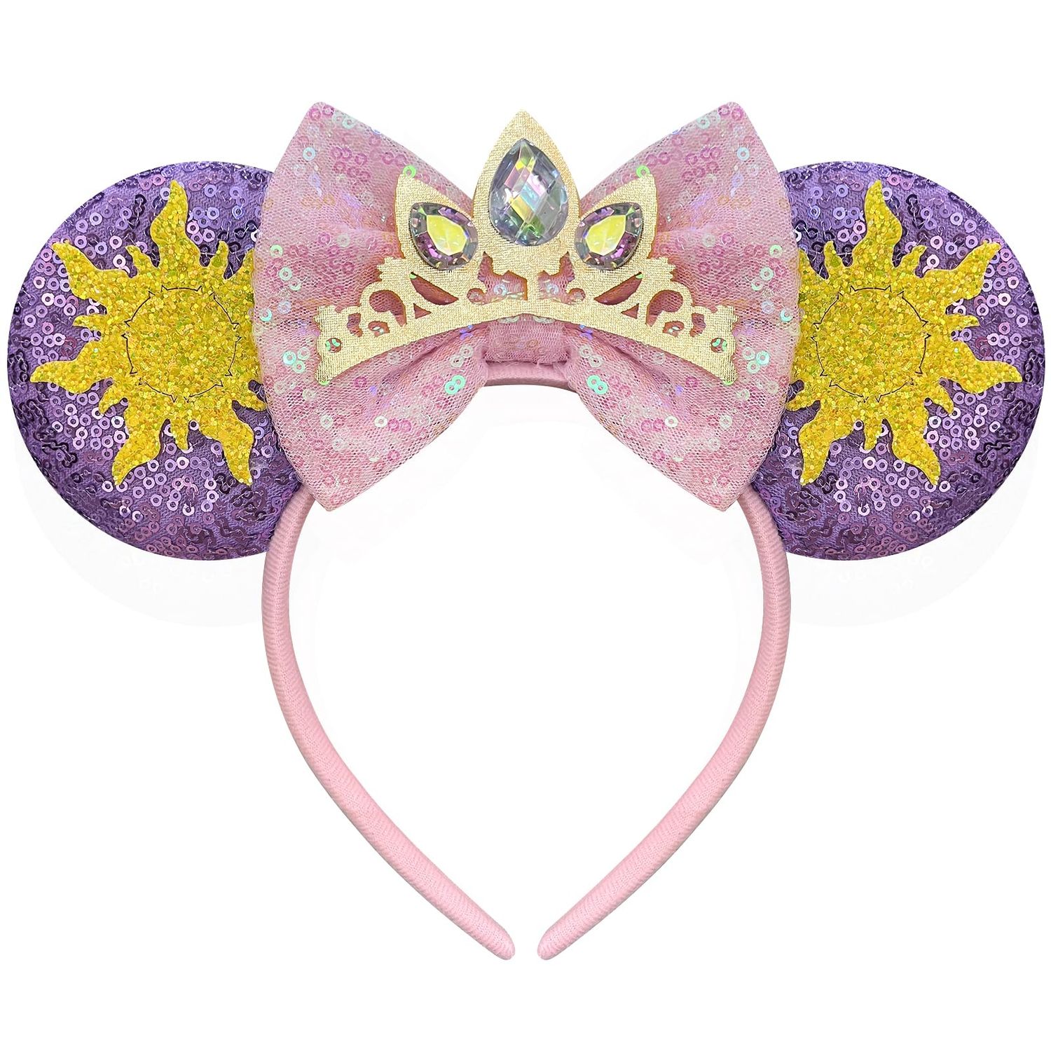 Bmobuo Princess Mouse Ears Headband for Women Adult, Crown &amp; Star Sequin Mouse Ears Cute Park Ears