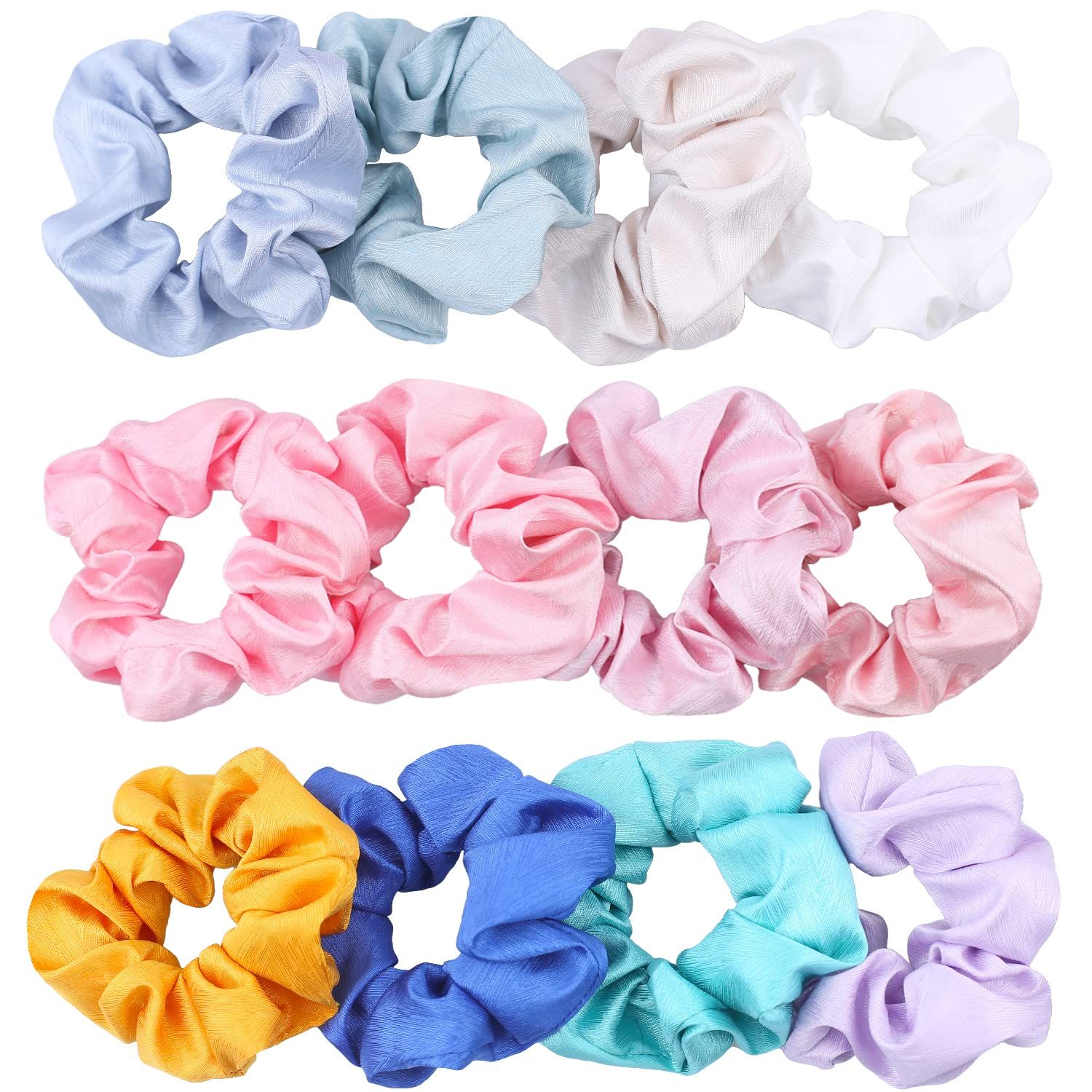 IVARYSS Cute Scrunchies for Girls, Premium Satin Softer than Silk, Elastic Bands Ponytail Holder Hair Accessories, 12 Pack