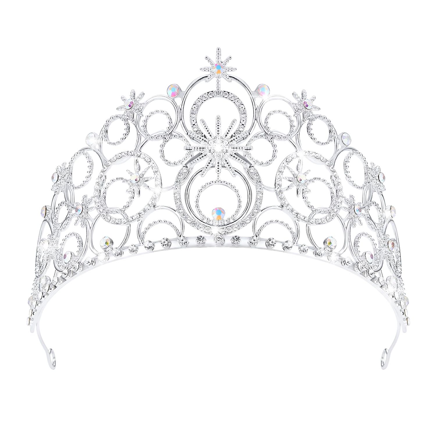 JITINX Crystal Crowns for Women, Crystal Bubble TiaraBride Royal Queen Headband Princess Headpieces for Women Bridal Wedding Prom Birthday Party Crowns (Silver)
