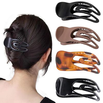 Ainvhh 4 PCS French Concord Flat Hair Clips for Women, 3.54 Inch Curved Hair Claw Clips Alligator Hair Barrettes Volume No Slip Grip Strong Hold Banana Hair Clamps Jaw Clips Styling Hair Accessories