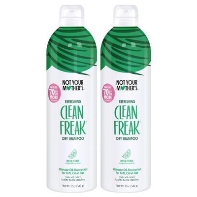 Not Your Mother&#39;s Clean Freak Refreshing Jumbo Dry Shampoo (2-Pack) - 12 oz - Instantly Refreshes Hair Between Washes - Fresh Citrus Scent - Ultimate Oil Absorption - For All Hair Types