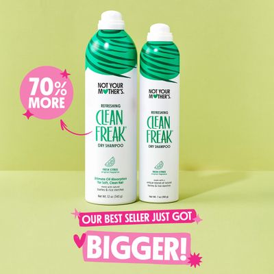 Not Your Mother's Clean Freak Refreshing Jumbo Dry Shampoo (2-Pack) - 12 oz - Instantly Refreshes Hair Between Washes - Fresh Citrus Scent - Ultimate Oil Absorption - For All Hair Types