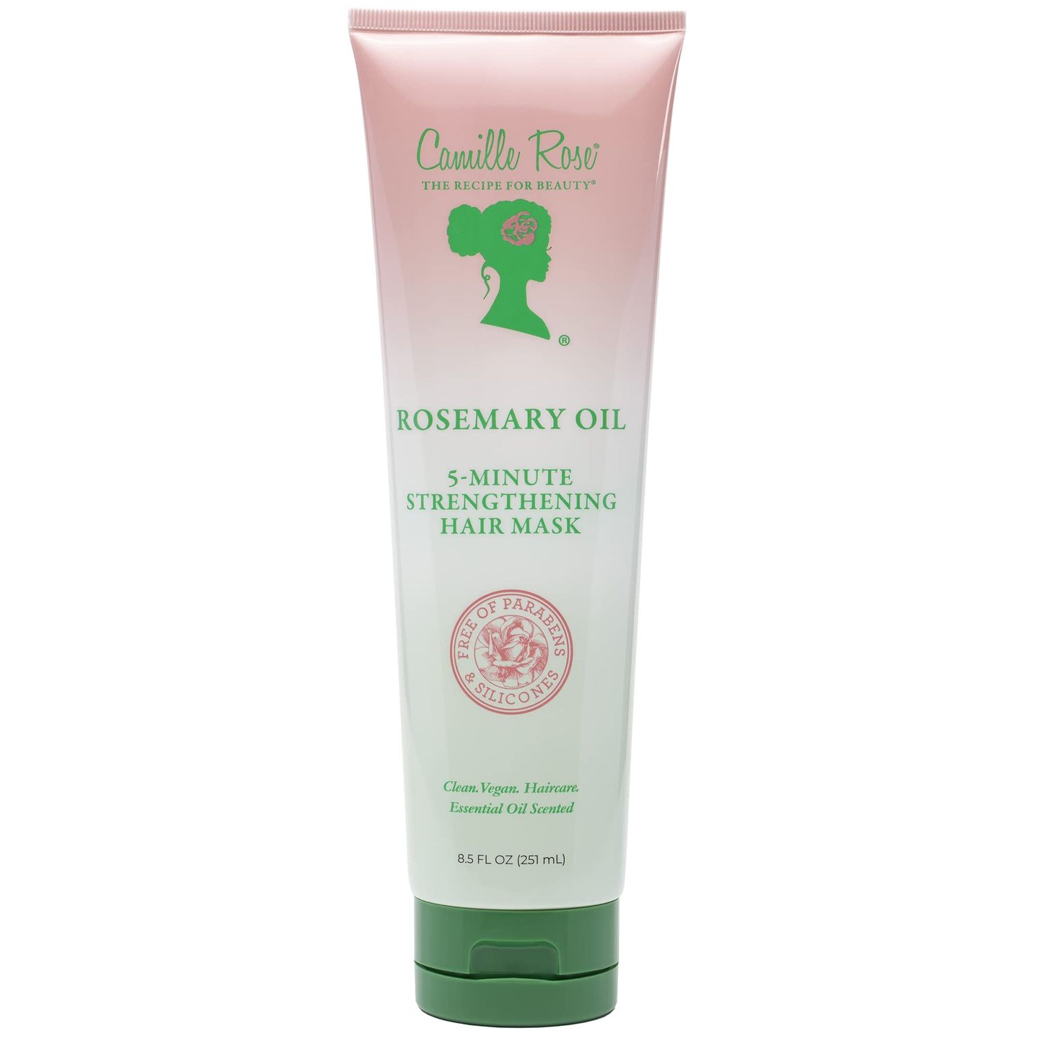Camille Rose Rosemary Oil 5-Minute Deep Strengthening Hair Mask and Conditioner, with Natural Castor, Peppermint, and Rosemary Oils for Hair Growth &amp; All Hair Types, 8.5 fl oz