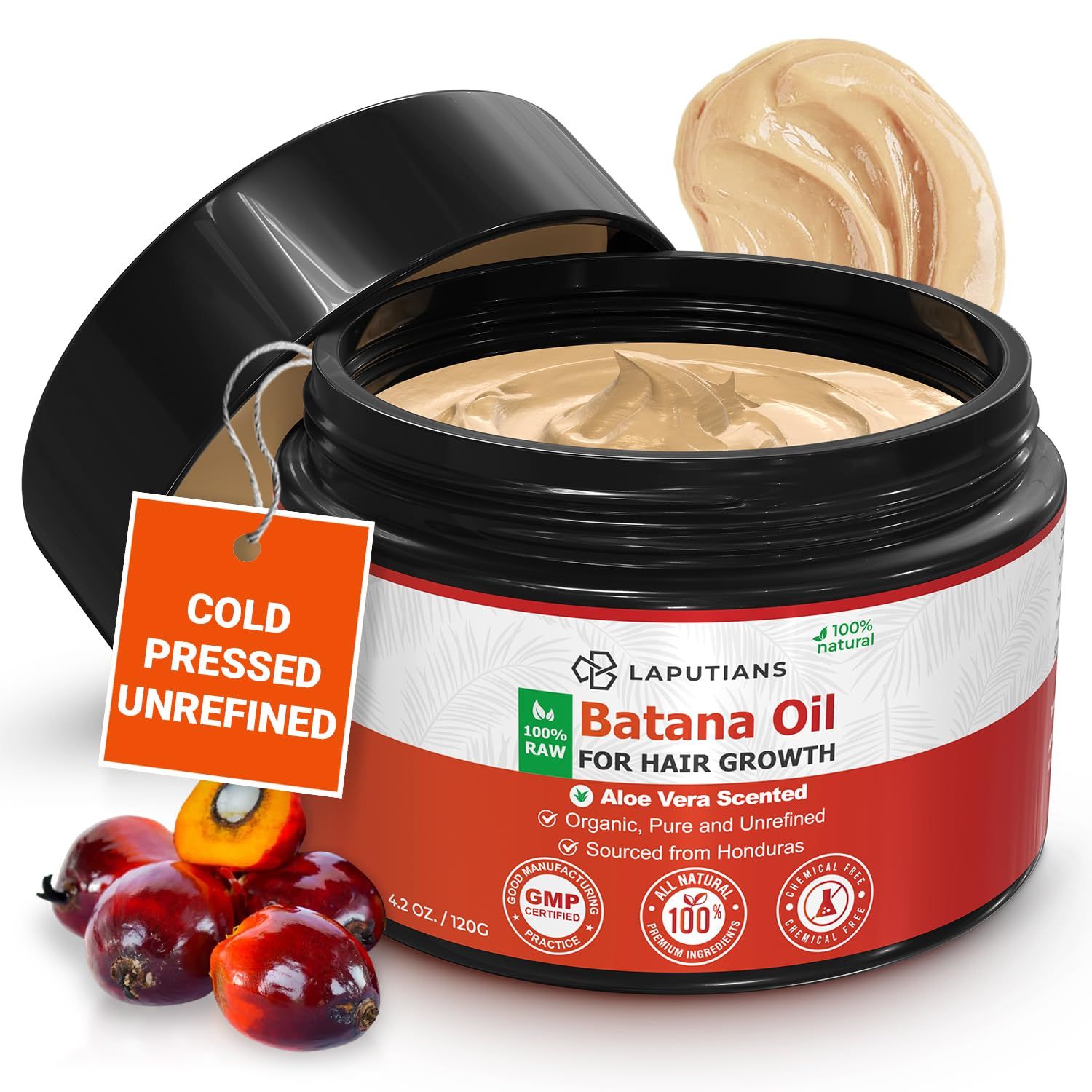 100% Raw Unrefined Batana Oil Dr. Sebi Organic from Honduras for Men &amp; Women, Prevent Hair Loss, Promote Natural Hair Growth &amp; Thickness