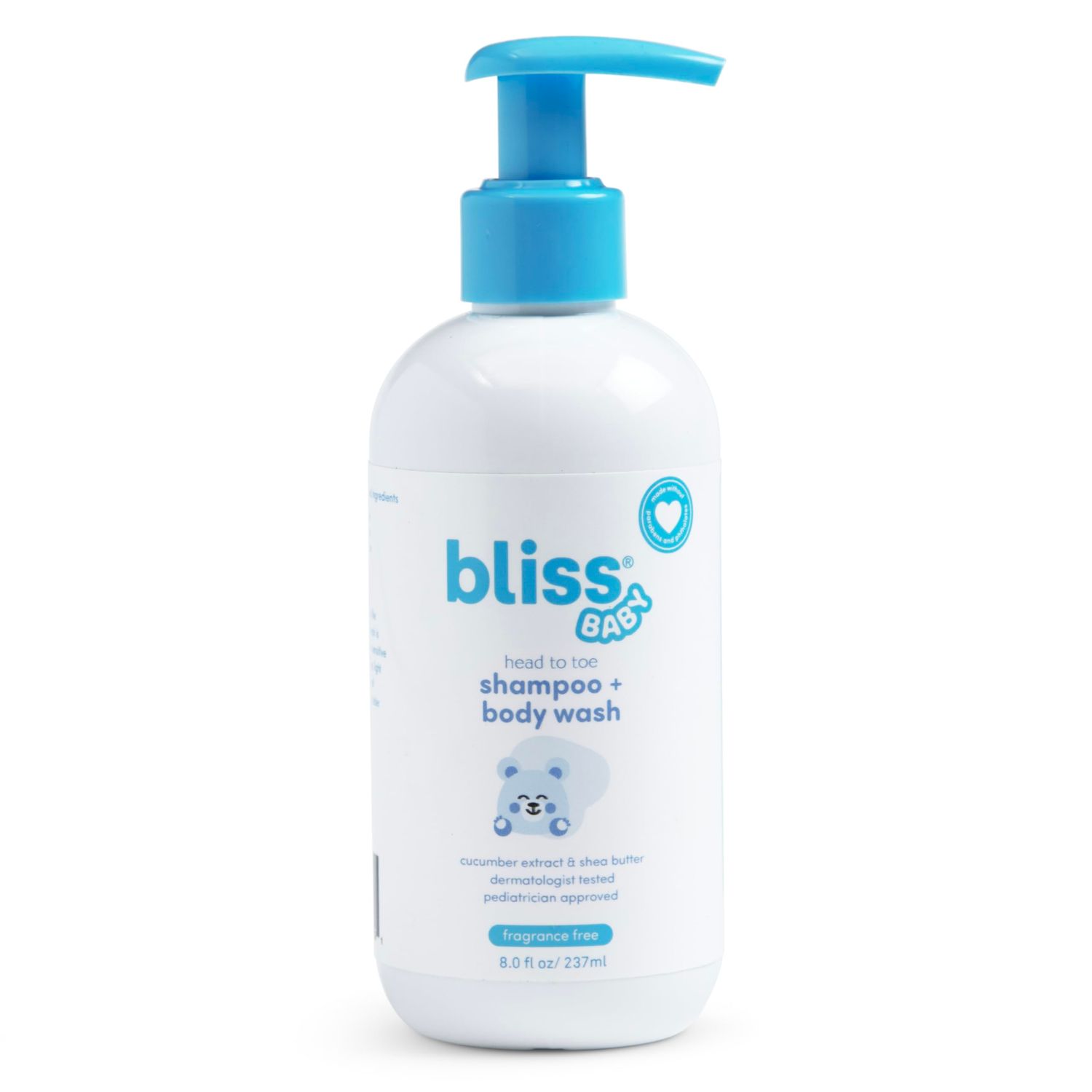Bliss Baby Shampoo &amp; Wash 2-in-1, For Babies, Kids &amp; Adults with Senstive Skin - Pediatrician Approved - Dermatologist Tested - Vegan, Fragrance-Free &amp; Hydrating - Shea Butter, Cucumber &amp; Calendula