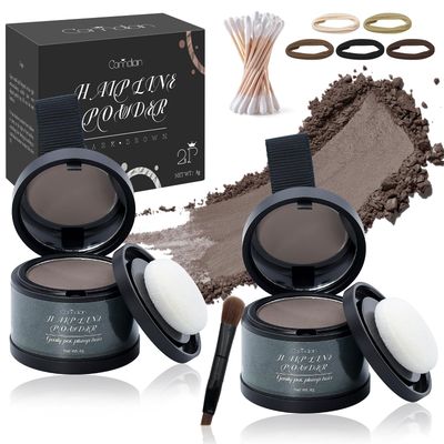 2 Pack Hairline Powder for Women and Men, Used to Root Touch Up Hair Color, Thinning and Gray Hair Coverage and Bald Spots Coverage, New Dark Brown