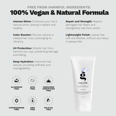 Ginger Milk Hair Gloss Clear Shine and Color-Enhancing Treatment with Hyaluronic Acid, Semi-Permanent Color for Dull & Dry Hair Sulfate Free | BE BRIGHT 5 Fl Oz | 150 ml