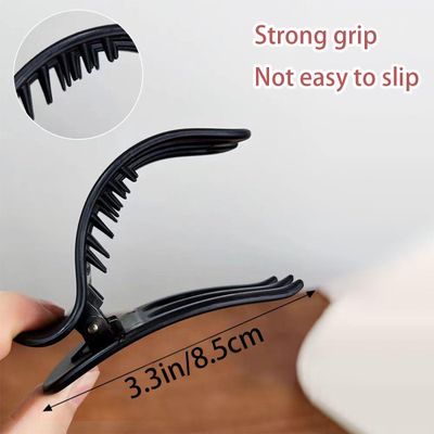 Ainvhh 4 PCS French Concord Flat Hair Clips for Women, 3.54 Inch Curved Hair Claw Clips Alligator Hair Barrettes Volume No Slip Grip Strong Hold Banana Hair Clamps Jaw Clips Styling Hair Accessories