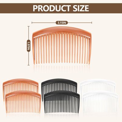 6PCS 3.15IN Hair Side Comb with 3 Colors, Professional Barber Comb for Styling and Grooming, French Combs for Wedding, Dating and More