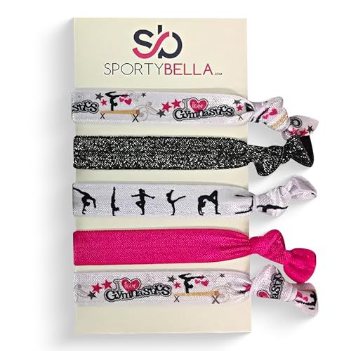 Gymnastic Hair Ties - Hair Accessories For Girls&#39; Gymnastics Routines. Enhance Your Style with Elastics by SportyBella 5pcs.