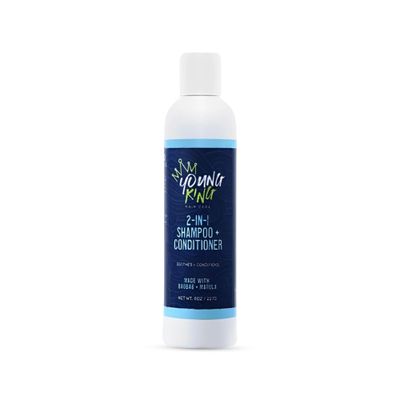 Young King Hair Care Kids 2-in-1 Shampoo &amp; Conditioner For Boys | Cleanse and Hydrate Natural Curls | Plant-Based and Harm-Free | 8 oz