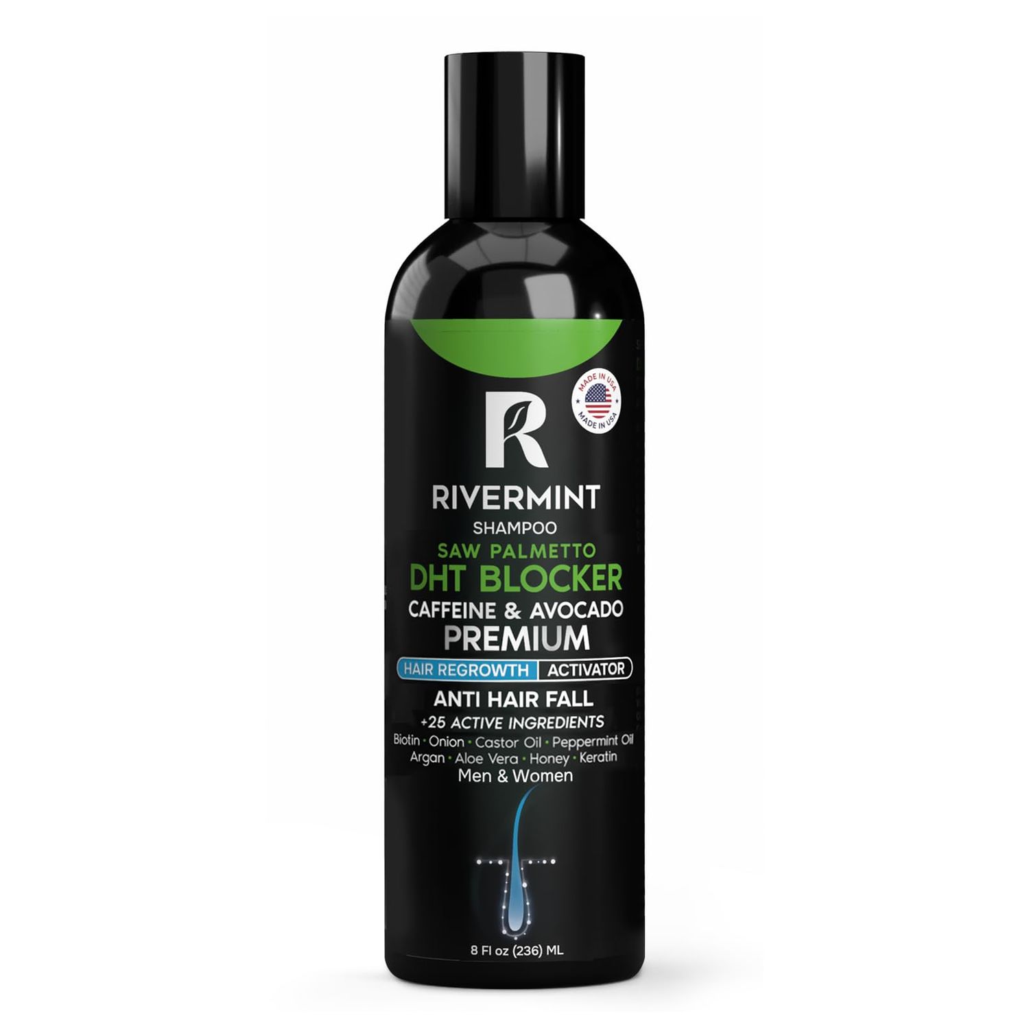 25+ Ingredients for Hair Regrowth: Saw Palmetto, DHT Blockers,Strengthening Shampoo - Onion, Avocado, Olive Oil, Green Tea, Biotin, Caffeine - for Men &amp; Women Champu Anticaida