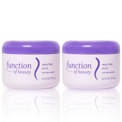 FUNCTION OF BEAUTY Hair Mask for Wavy Hair, 6.5 oz Each (2-Pack) - Deep Conditioning Formula With Argan Oil to Restore Shine &amp; Vegan Squalane to Prevent Hair Breakage, Customizable Haircare