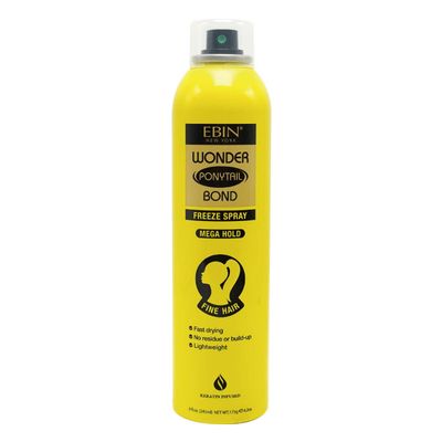 EBIN NEW YORK Wonder Ponytail Bond Freeze Spray Extra Mega Hold - Fine Hair 8oz/ 245ml | Long Lasting Hold, 24-Hour Frizz Control, Shine Enhancing, Fast-Drying, Lightweight, All Hair Types