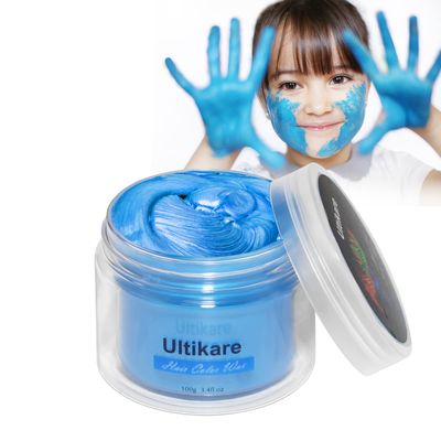 Temporary Hair Color for Kids, Ultikare Blue Hair Dye Natural Styling Wax Color Instant Mud Cream Gel 3.4 Fl Oz Girl Gifts, Party, Cosplay DIY, Children&#39;s Day