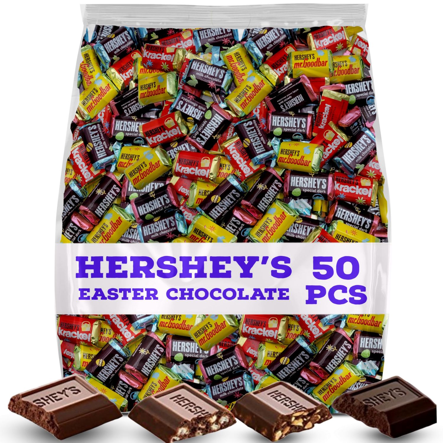 HersheyEaster Chocolate Miniatures Assortment, Individually Wrapped Milk Chocolate, Krackel, Speacial Dark, Mr. Goodbar. 1 lb