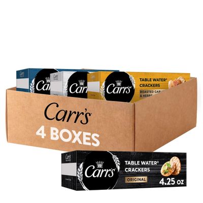 Carr&#39;s Table Water Crackers, Baked Snack Crackers, Party Snacks, 4 Flavor Variety Pack (4 Boxes)