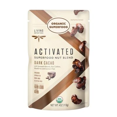 Living Intentions Activated Superfood Nut Blends, Gluten Free, Vegan, Organic, Paleo, Dark Cacao, 4 Ounce