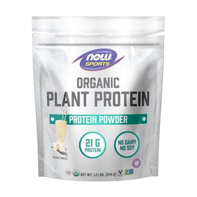 NOW Foods Sports Organic Plant Protein, Vanilla Flavor, Vegan Powder, 1 lb.