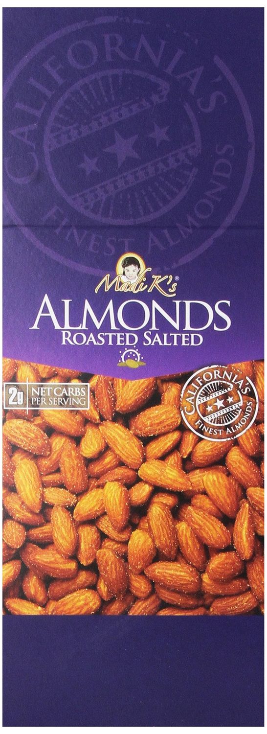 Madi K&#39;s Roasted and Salted Almonds, 2-Ounce Bags (Pack of 36)