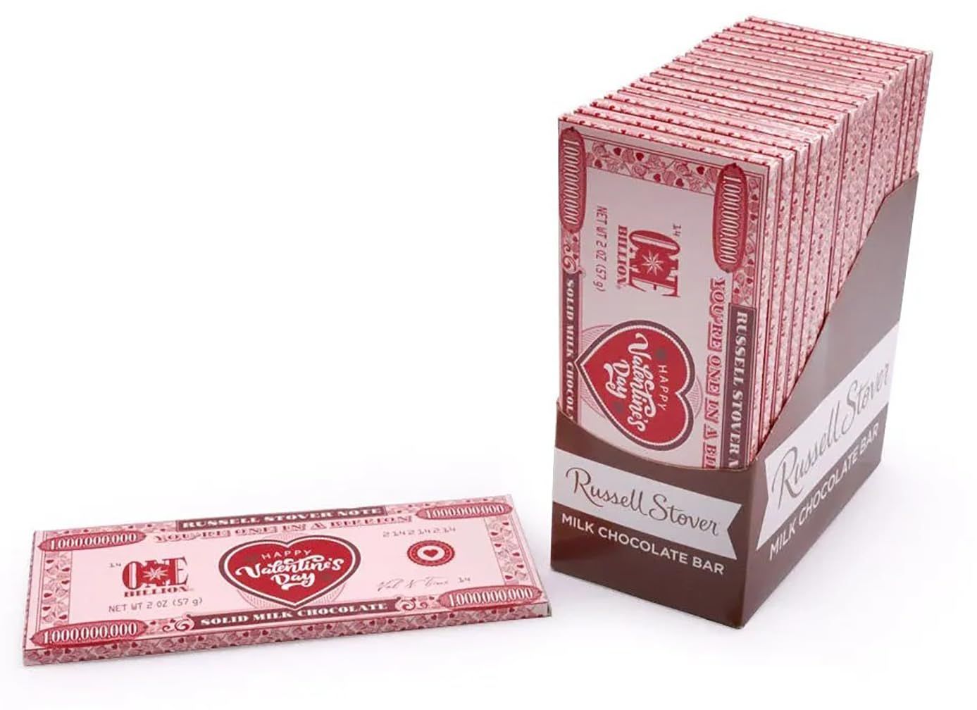 Day One In A Billion Heart Chocolate Bars - 18 Pack Solid Milk Chocolate Candy Bars Gift For Valentine&#39;s, Party, Snacks &amp; Treats