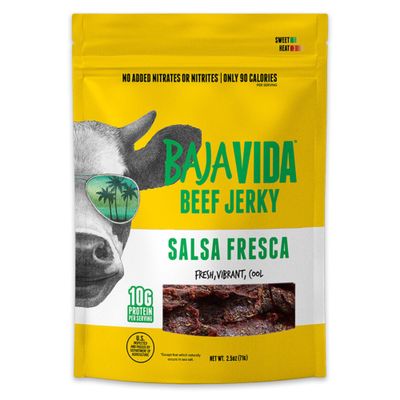 BAJA BEEF Baja Vida Salsa Fresca Beef Jerky - Beef Jerky Snack Packs, Healthy Jerky, Gluten-Free, All-Natural Beef, No MSG, Made in the USA - 2.5 Oz (Pack of 3)