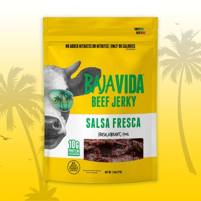 BAJA BEEF Baja Vida Salsa Fresca Beef Jerky - Beef Jerky Snack Packs, Healthy Jerky, Gluten-Free, All-Natural Beef, No MSG, Made in the USA - 2.5 Oz (Pack of 3)