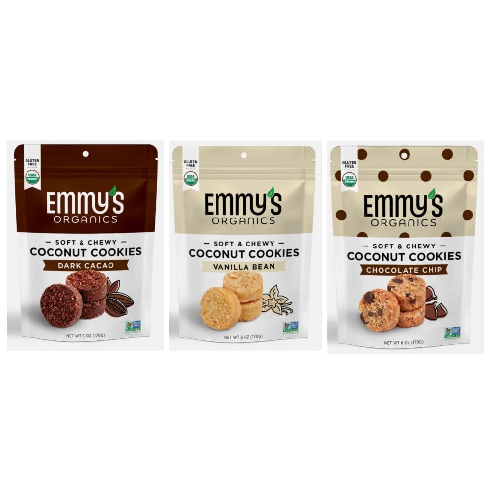 Emmy&#39;s Organics Coconut Cookies Variety Pack (Pack of 3)  Gluten-Free, Organic, Vegan, Paleo-Friendly