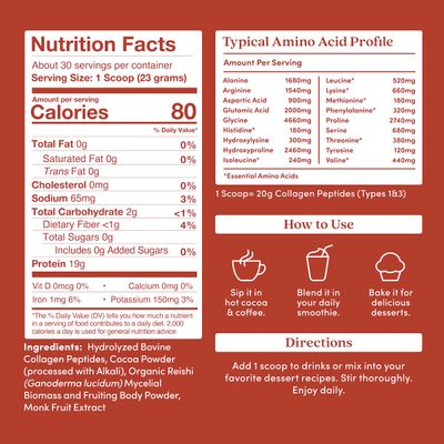 Further Food Chocolate Collagen Peptides Powder, Grass-Fed Pasture-Raised Hydrolyzed Type 1 &amp; 3 Protein, Gut Health  Joint, Hair, Skin, Nails, Paleo Keto Sugar-Free 24.34 oz