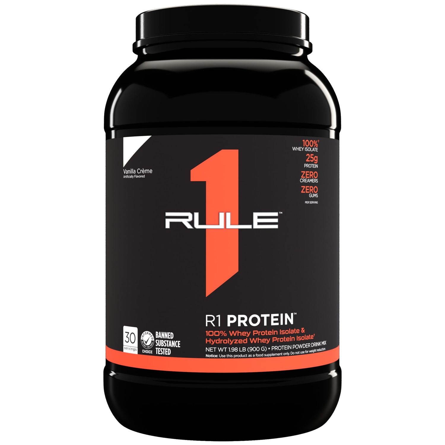 Rule One Proteins R1 Protein - 25g Fast-Acting, Super-Pure 100% Isolate and Hydrolysate Protein Powder with 6g BCAAs (2 Pounds, Vanilla Crme)