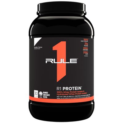 Rule One Proteins R1 Protein - 25g Fast-Acting, Super-Pure 100% Isolate and Hydrolysate Protein Powder with 6g BCAAs (2 Pounds, Vanilla Crme)