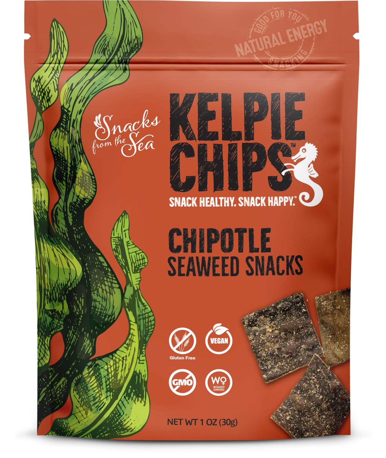 Chipotle,1oz, 3bags, Kelpie Chips healthy snack natural kelp seaweed chips superfood nutrient explosion (3 Bags, Chipotle)