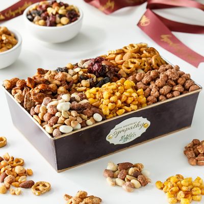 Broadway Basketeers Sympathy Nuts Gift Basket - Assorted 6 Gourmet Variety Nuts, Trail Mixes, Sweets Snack Food Box, Bereavement Healthy Gifts, Men, Women, Corporate, Sorry for Your Loss Care Package