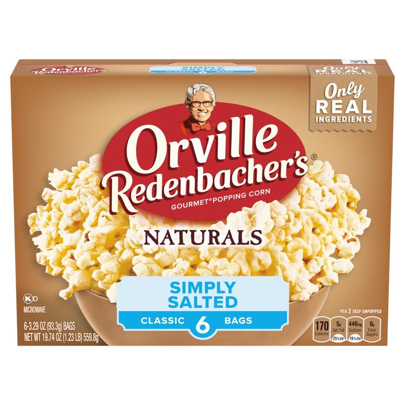 Orville Redenbacher's Naturals Microwave Popcorn, Simply Salted Flavor, 3.29 oz., 6-Count
