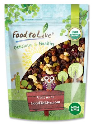 Organic Snack Mix, 1 Pound - Raw Nuts and Berries with Pumpkin Seeds, Non-GMO, Non-Irradiated, Kosher, Vegan Superfood, Bulk, Great Trail Mix, Rich in Natural Antioxidants