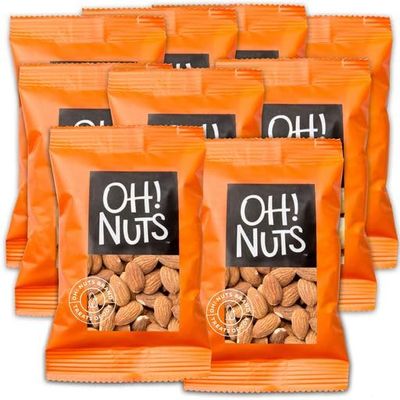 Oh! Nuts Almonds Roasted Unsalted - Unsalted Healthy Premium Almonds No Salt Grab and Go Snacks Individual Packs - Kind to your Body