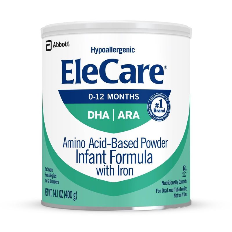 EleCare Hypoallergenic Amino Acid-Based Infant Formula, Complete Nutrition for Food Allergies and GI Conditions, Amino Acid-Based Baby Formula Powder, 14.1-oz Can
