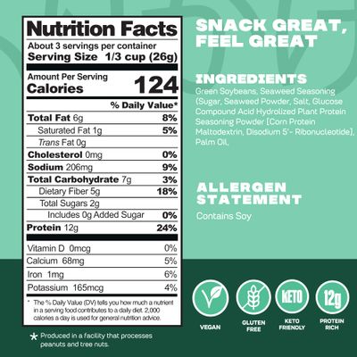 Where You Bean Edamame Beans Snack (Seaweed Furikake) - Crunchy and Dry Roasted Edamame Beans - High Protein Snacks, Keto and Vegan Healthy Snacks for Adults &amp; Low Carb Asian Snack 3 oz (Pack of 4)