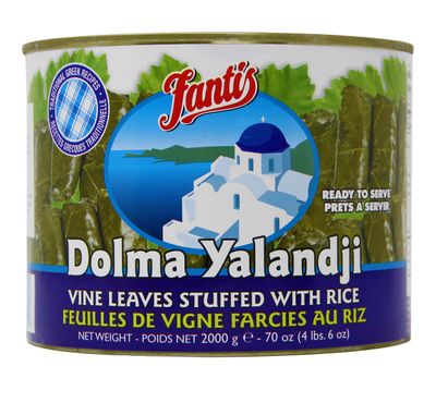 Fantis Dolmas Stuffed Grape Leaves, vine leaves stuffed with rice, ready to eat meals - Mediterranean meal in a can pure wraps cooked rice, tasty bulk food for a great snack - 4.4 Pounds