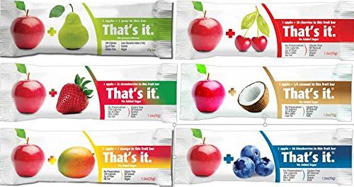 That's It Bar,Complete Flavor Sampler,Variety Pack of 12 (2 AppleCoconut,2 Apple Cherry, 2 Apple Blueberry, 2 AppleStrawberry,2 AppleMango,2 ApplePear)