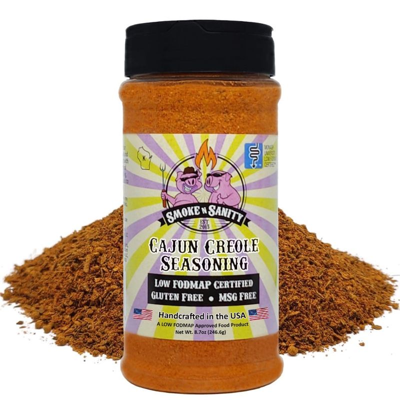 Smoke n Sanity Cajun Creole - Certified Low FODMAP Seasonings - Gluten Free - Certified Kosher - Dairy Free for Low FODMAP Snacks (8.7 oz)